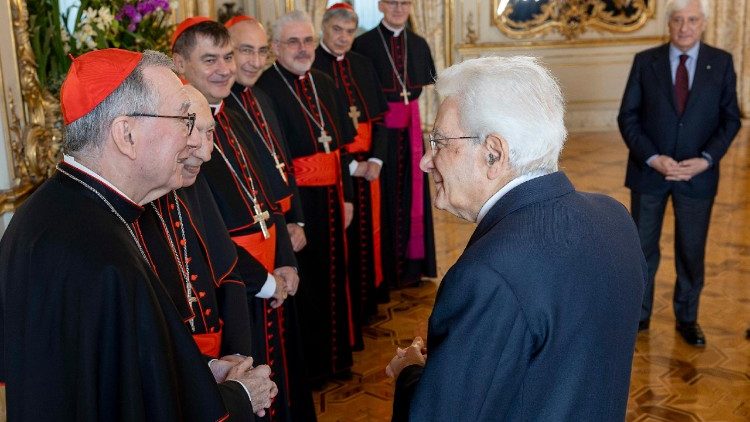O presidente Mattarella encontra os cardeais italianos recém-criados
